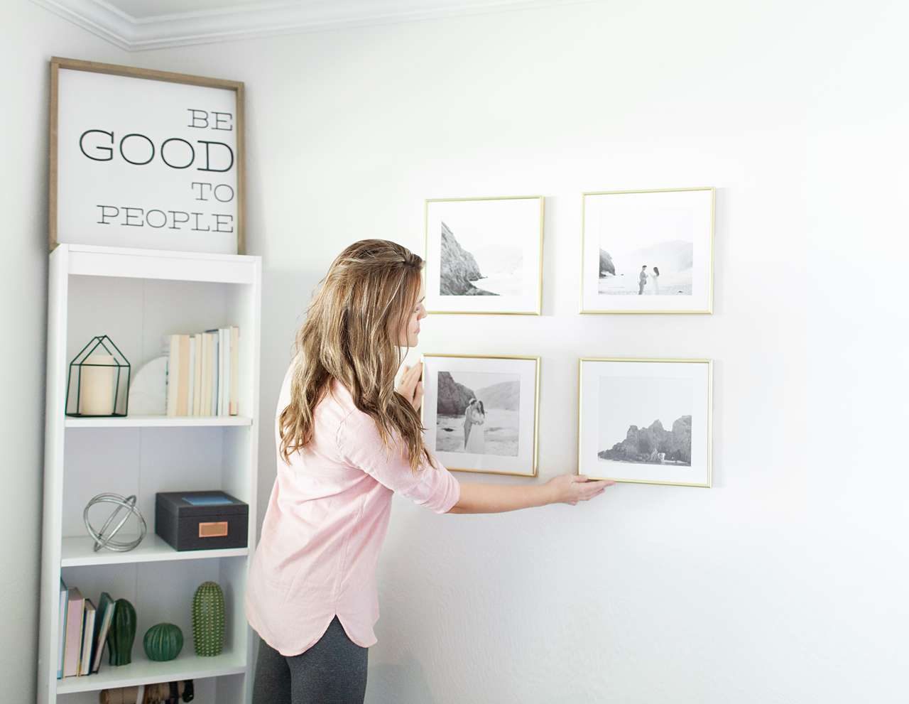 Gold picture frame gallery wall