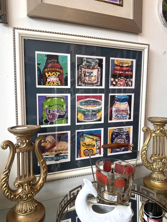 Nine-opening collage frame of colorful pop art paintings