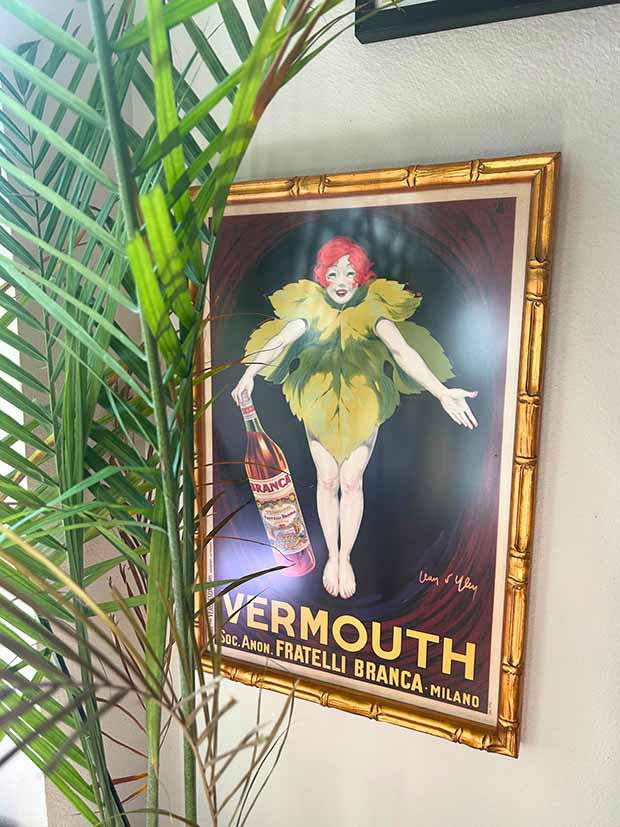 framed art of person as a leaf with text of Vermouth