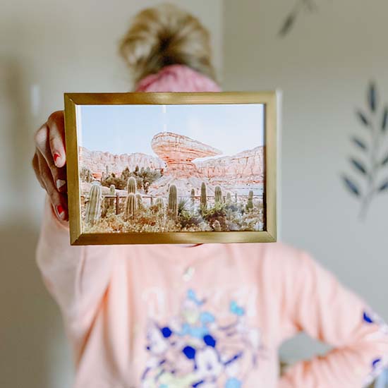 person holding small frame