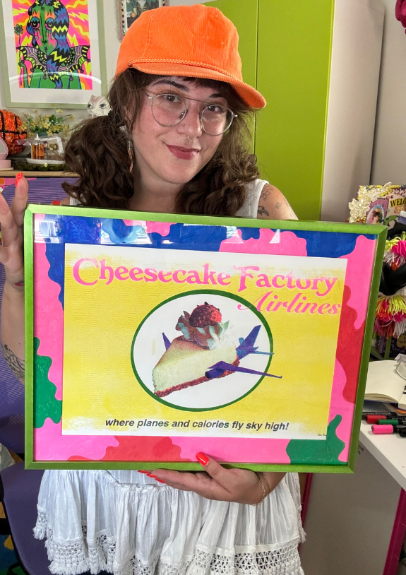 lime green picture frame with colorful art