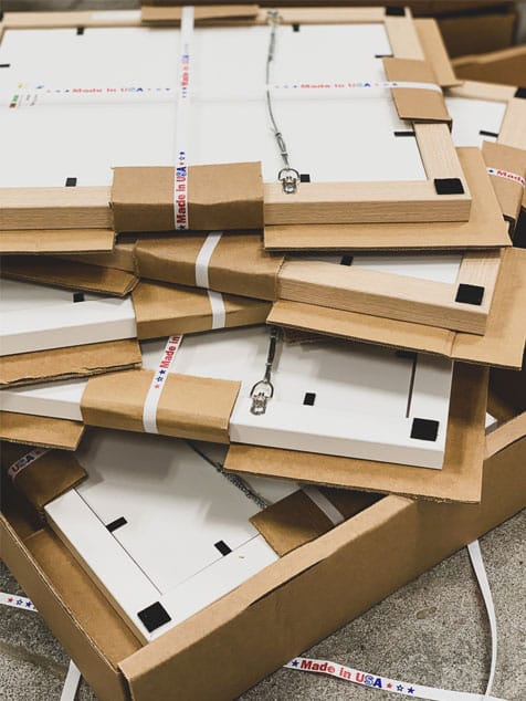 Many custom frames in different sizes with all custom packaging