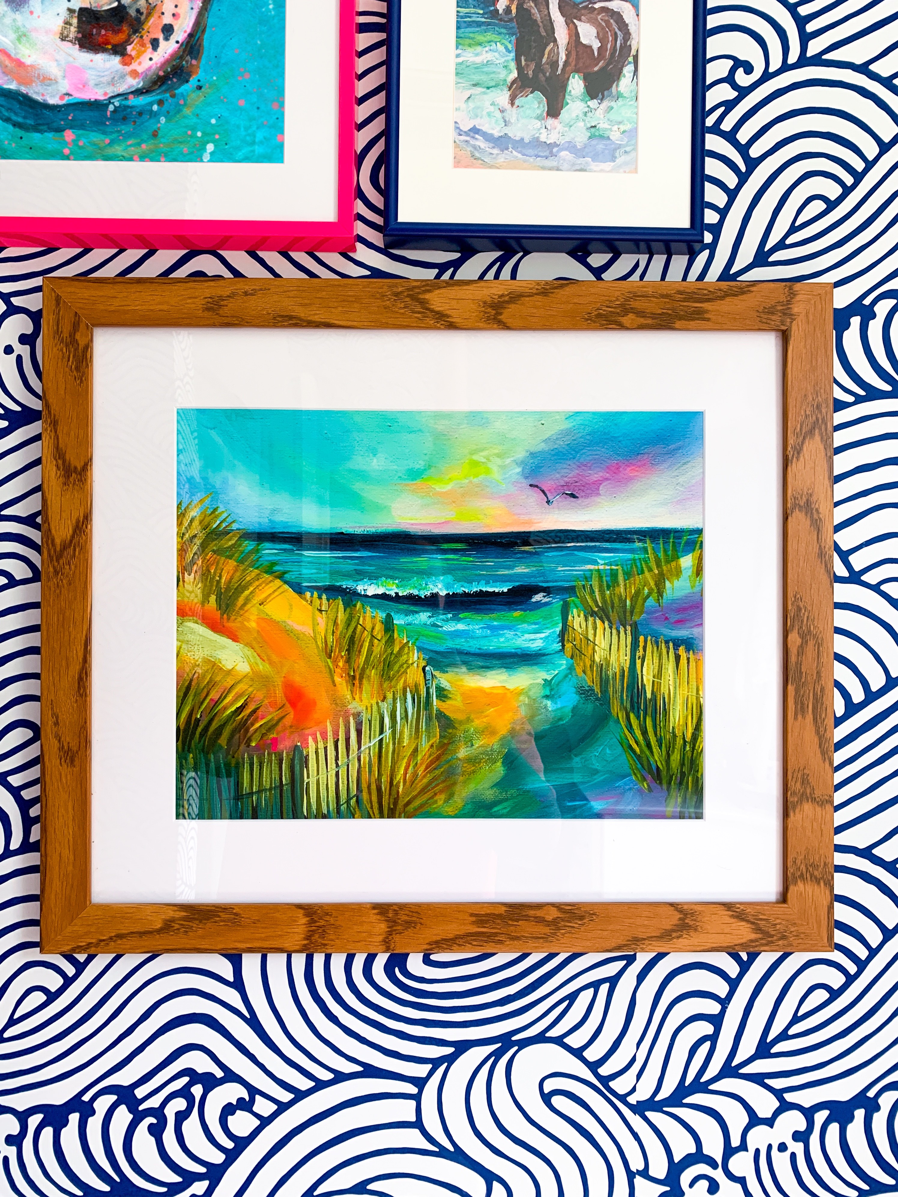 art print in wood frame