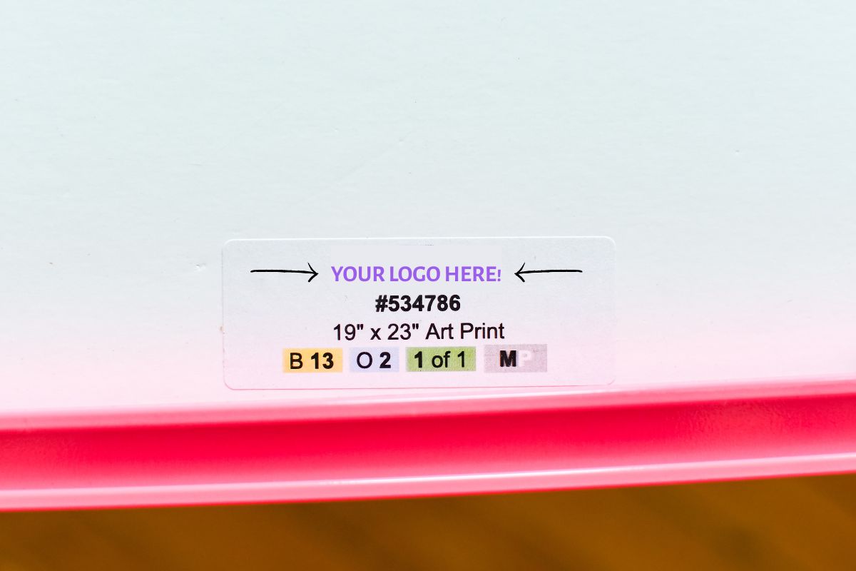 hot pink picture frame with white label