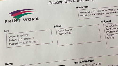 Packing slip with your brand logo