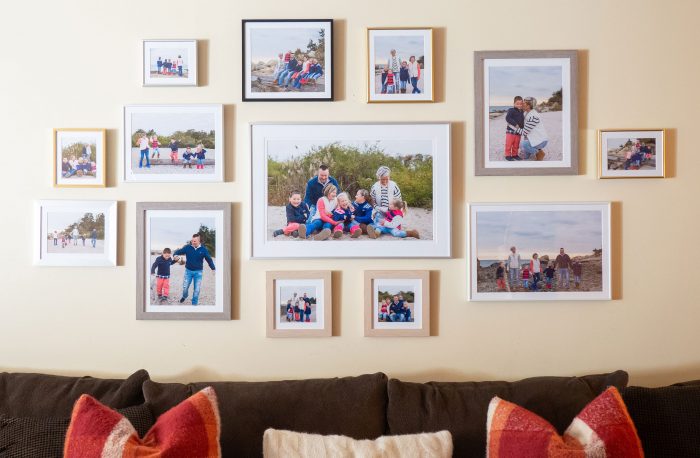 Create a wall collage of picture frames