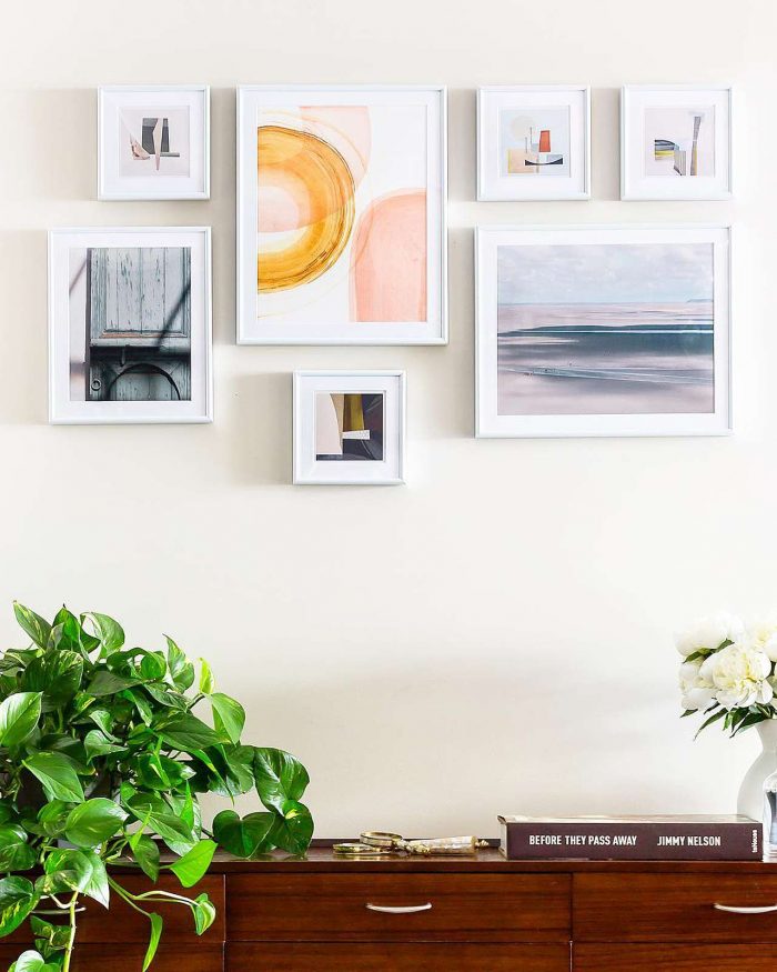 Gallery wall of custom picture frames