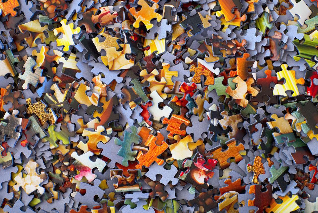 Assortment of puzzle pieces