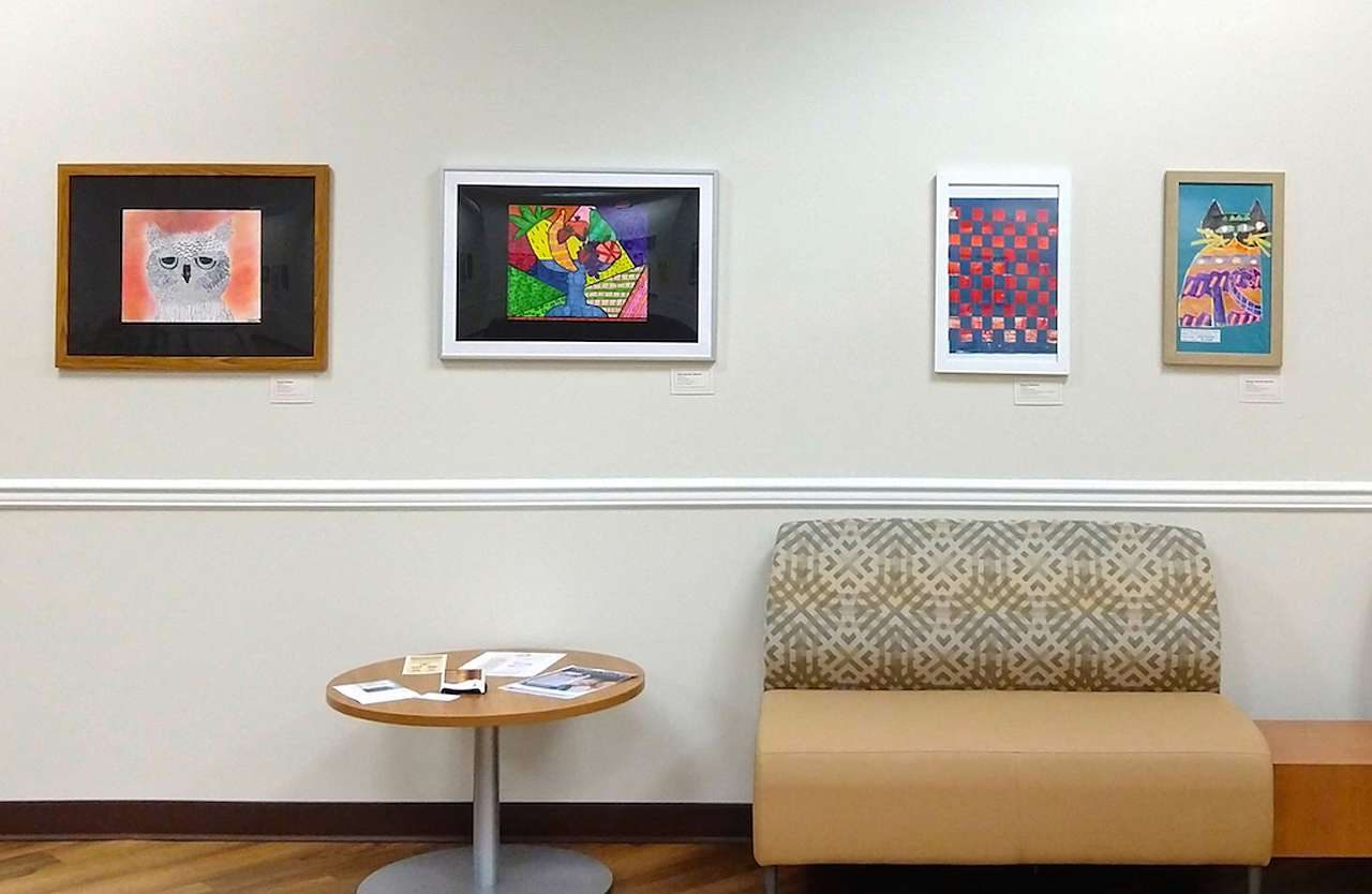 Framed student art at Maryland Hospital