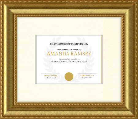 diploma award in ornate frame