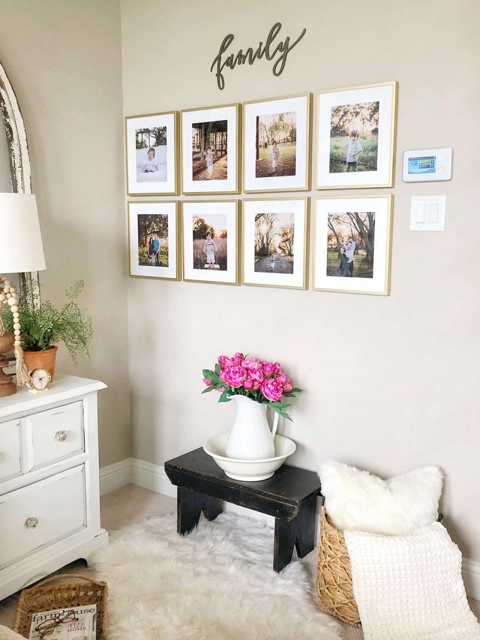 Family picture frame gallery wall