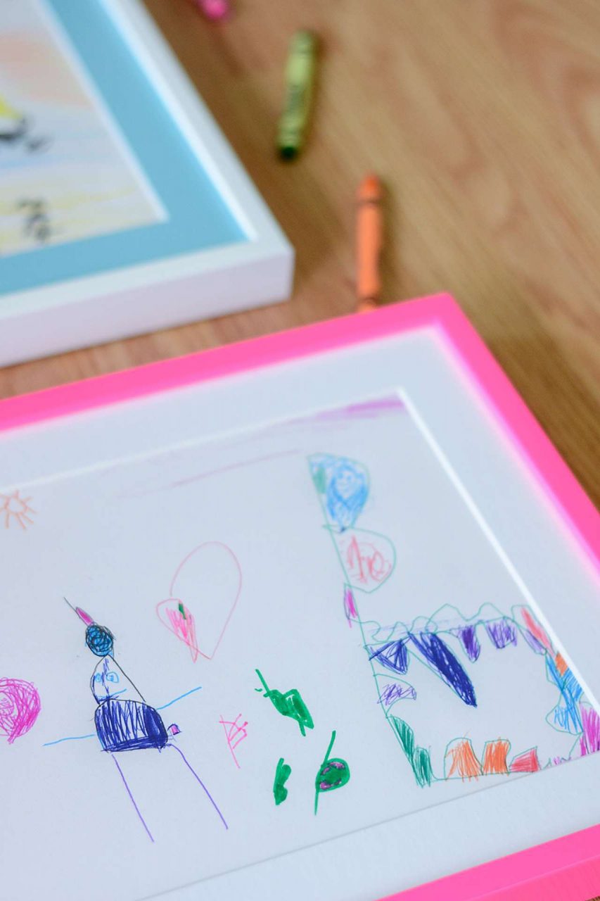 Framed kid's artwork