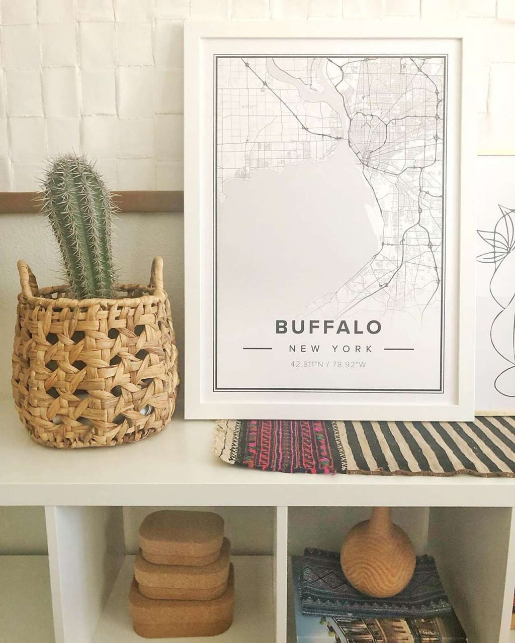 framed map of Buffalo, New York