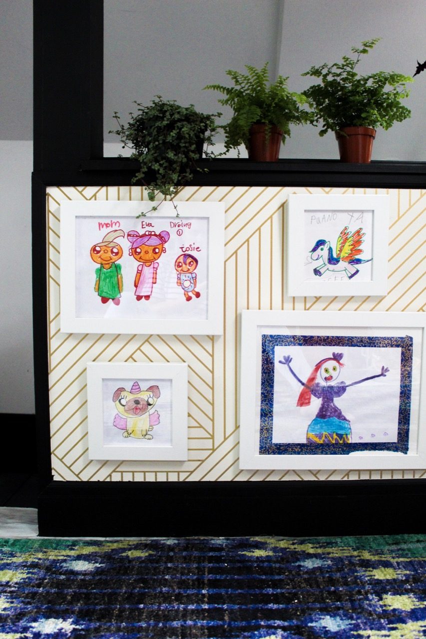 Framed children's drawings 