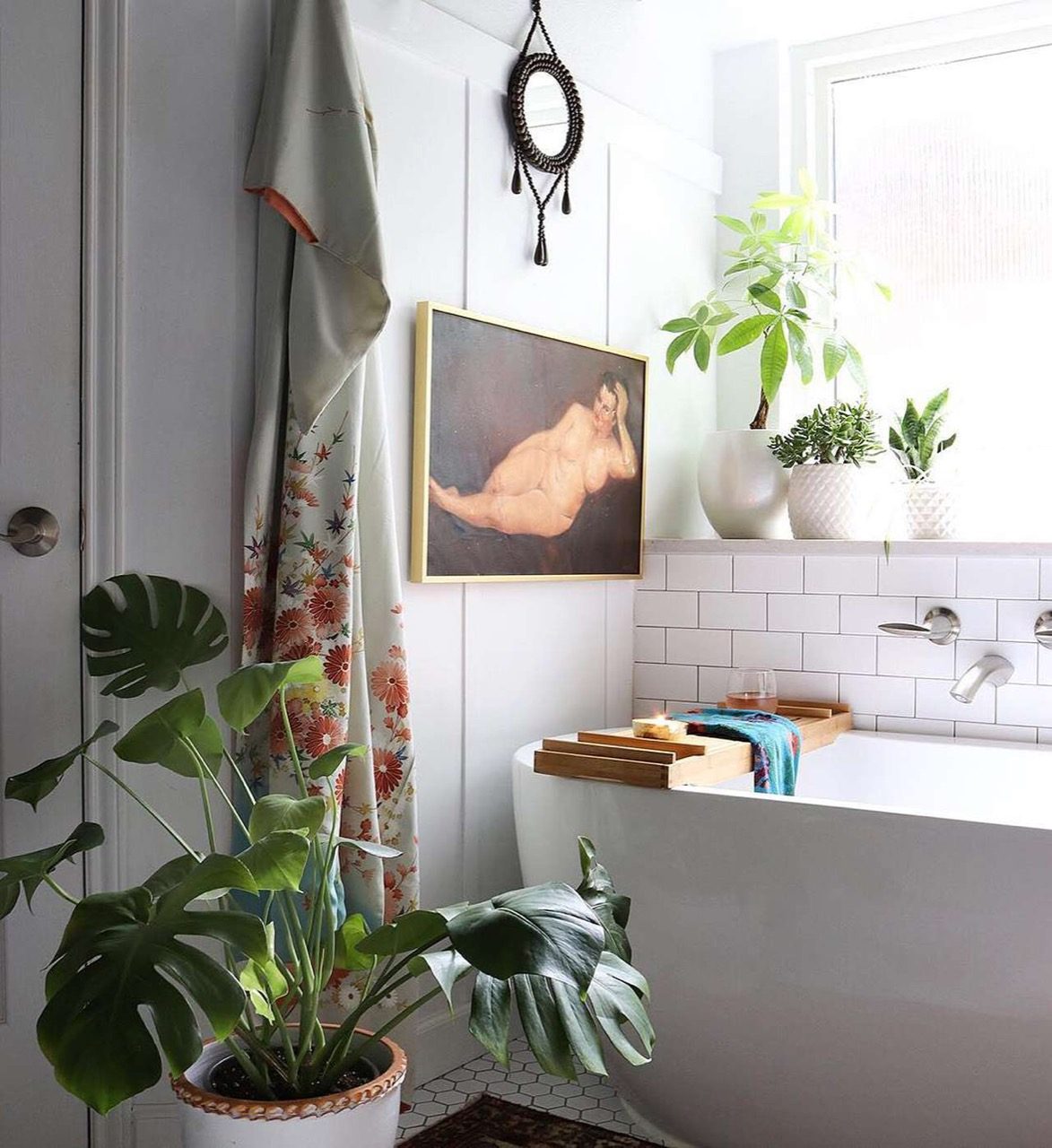 Artwork above bathtub