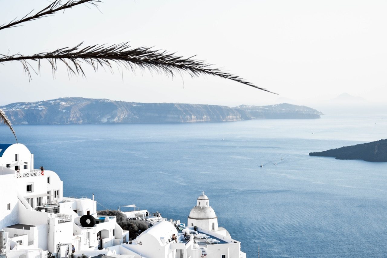 overlooking the water in Greece 