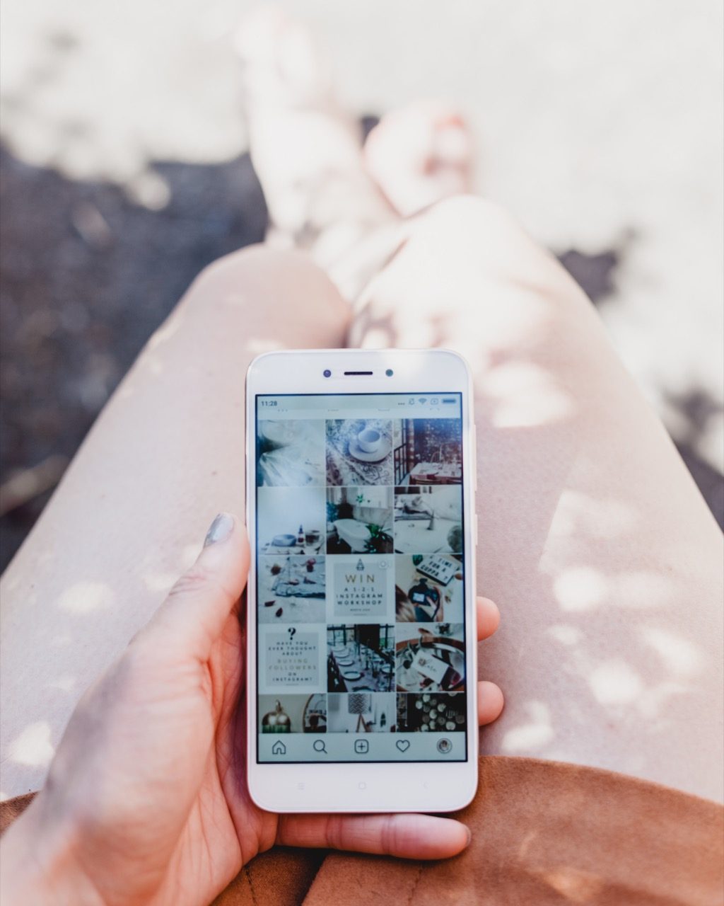 Instagram feed with theme of white 