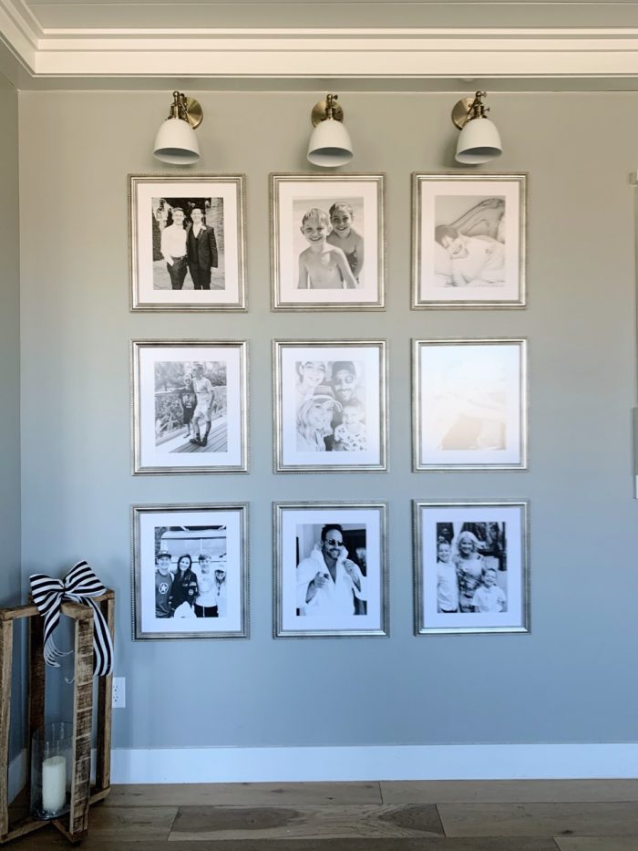 gallery wall with black and white pictures