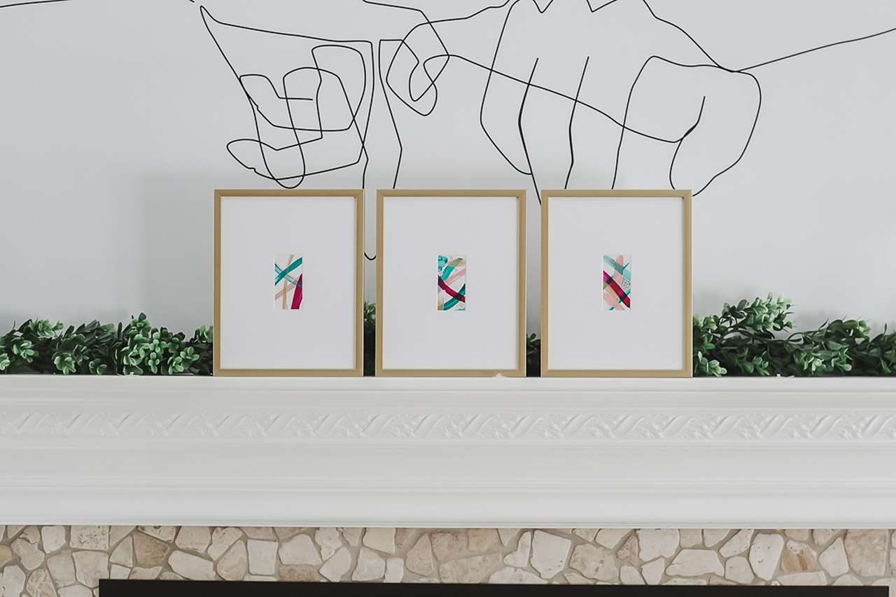 three frames on mantel 