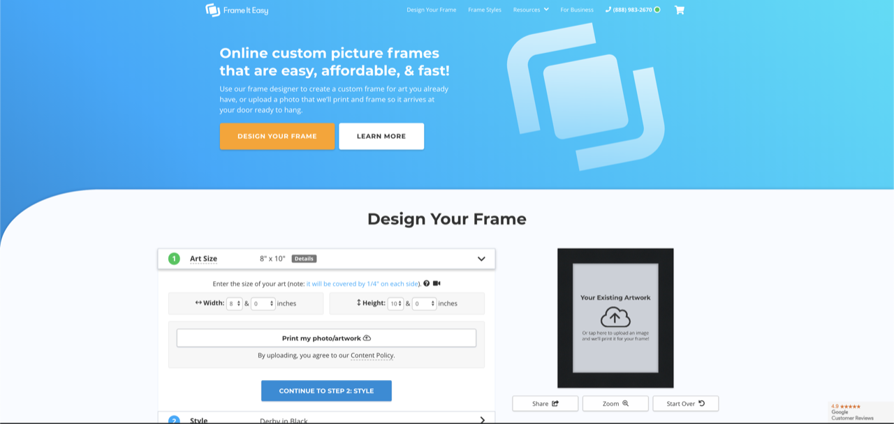 Frame It Easy home page