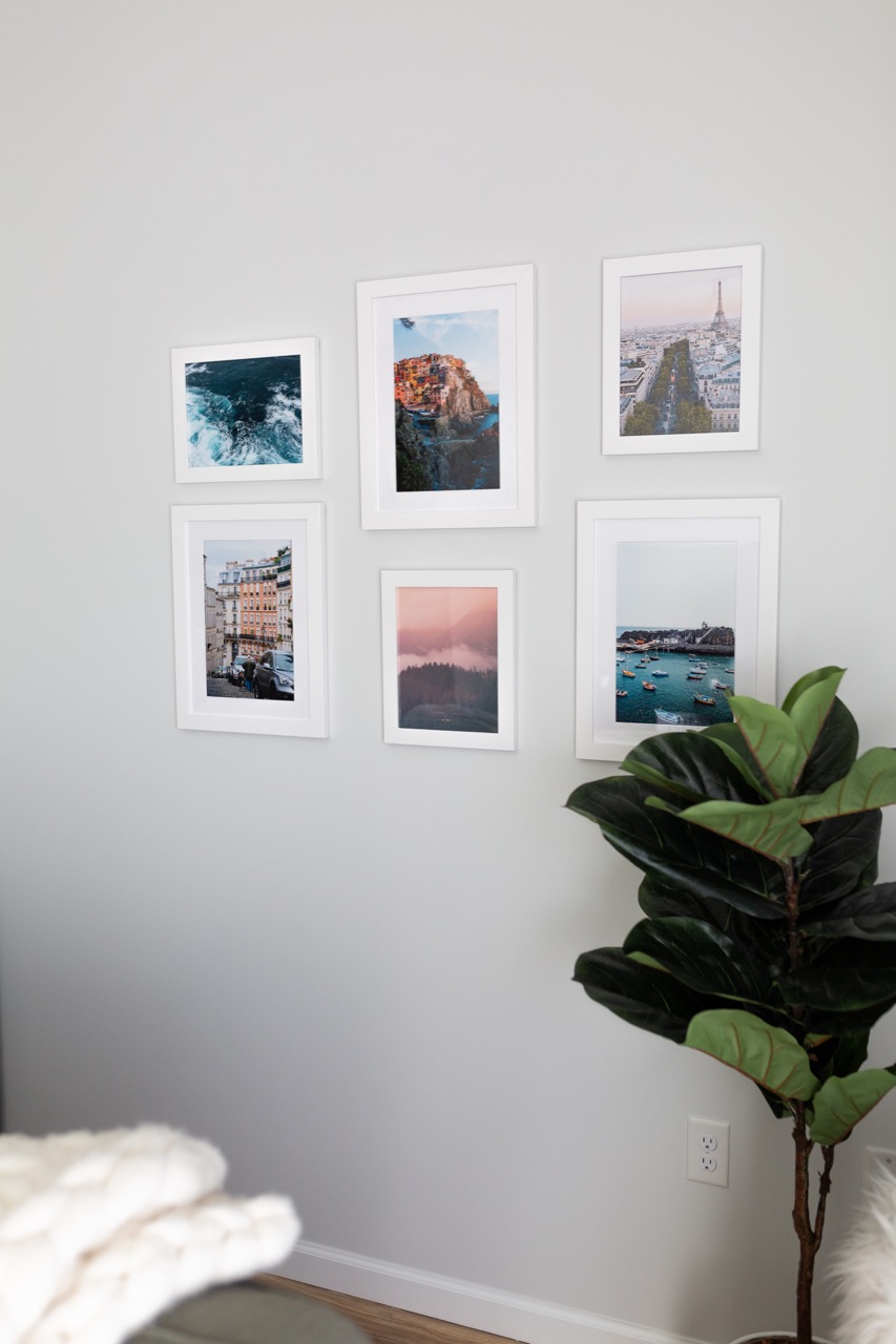 travel gallery framed wall in white