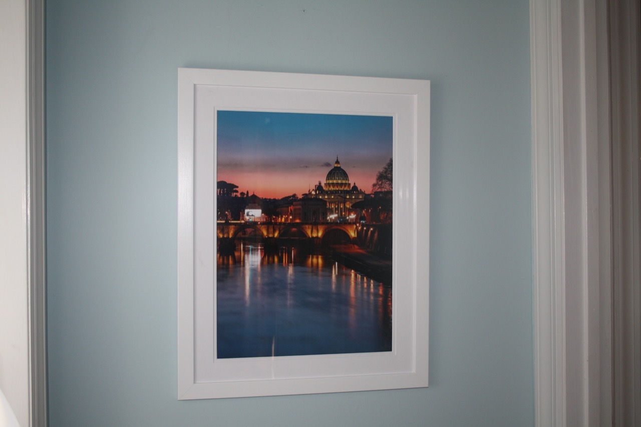 Rome at night framed in white