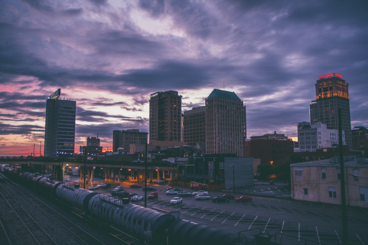 buildings in Alabama at sunset