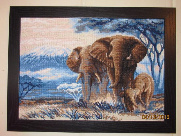 Framing Your Cross-Stitch & Embroidery Art: cross-stitch of elephants 