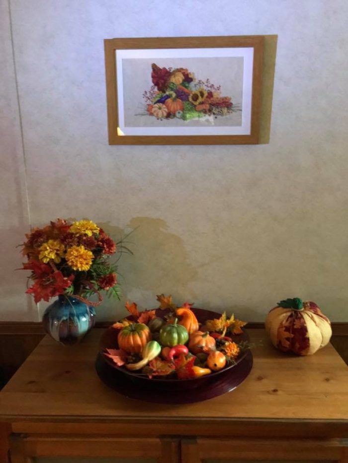 Framing Your Cross-Stitch & Embroidery Art: fall themed framed cross-stitch