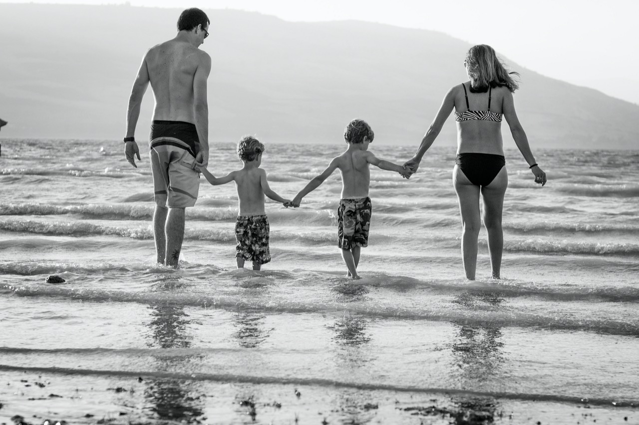 family photo on the beach
