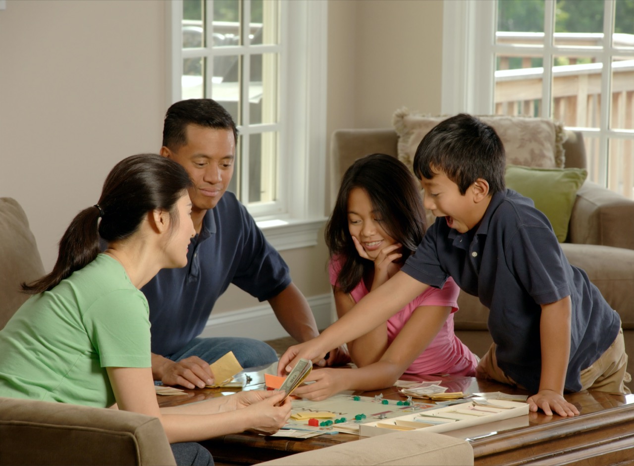 family playing a game 