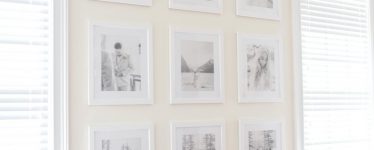 gallery wall of wedding photos