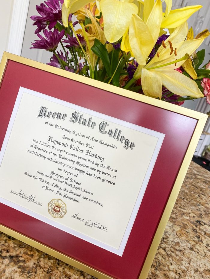 Simple framed diploma 
