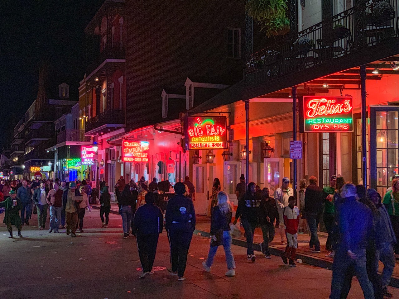 Bourbon Street at night