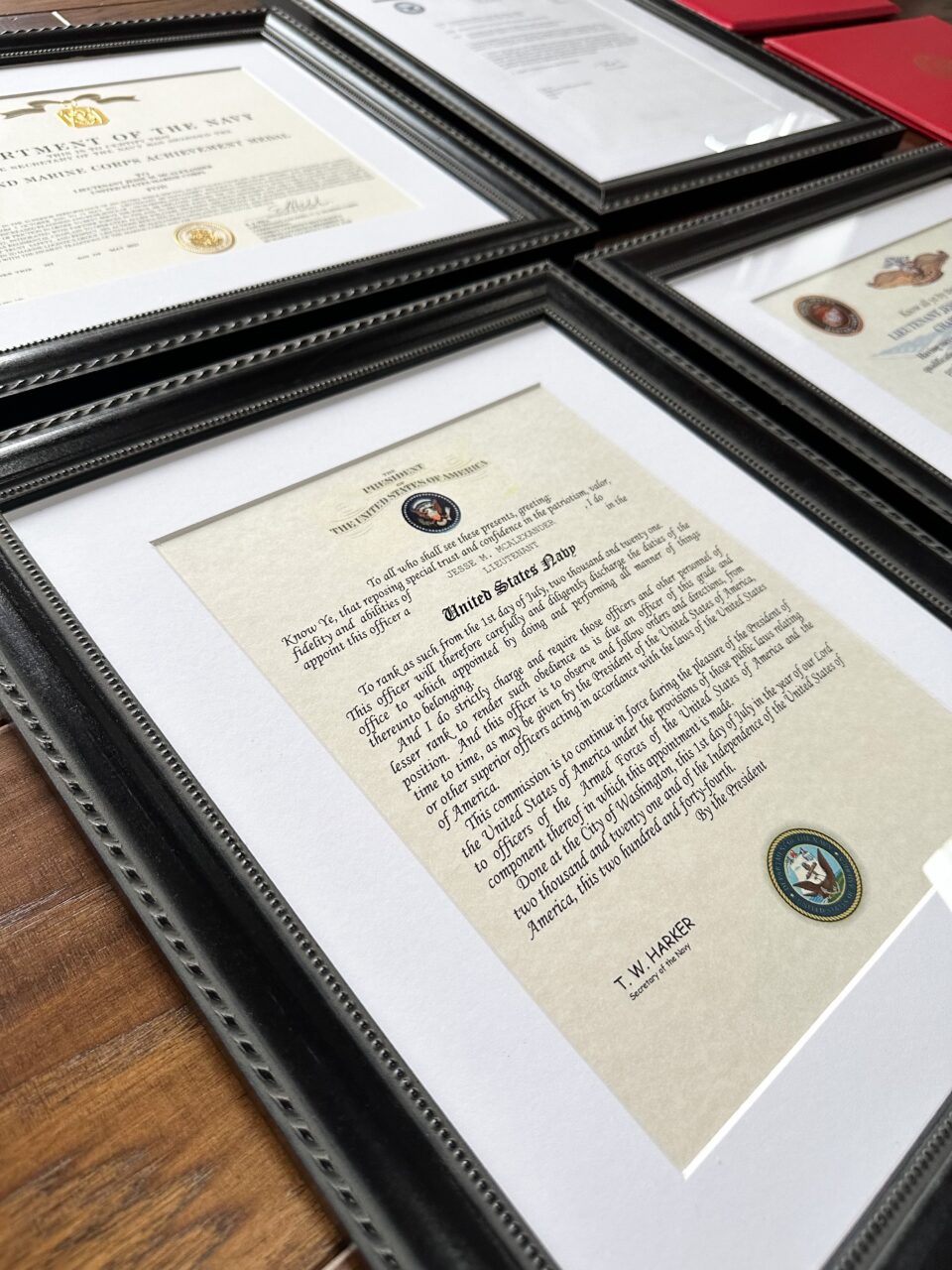framed military certificates 