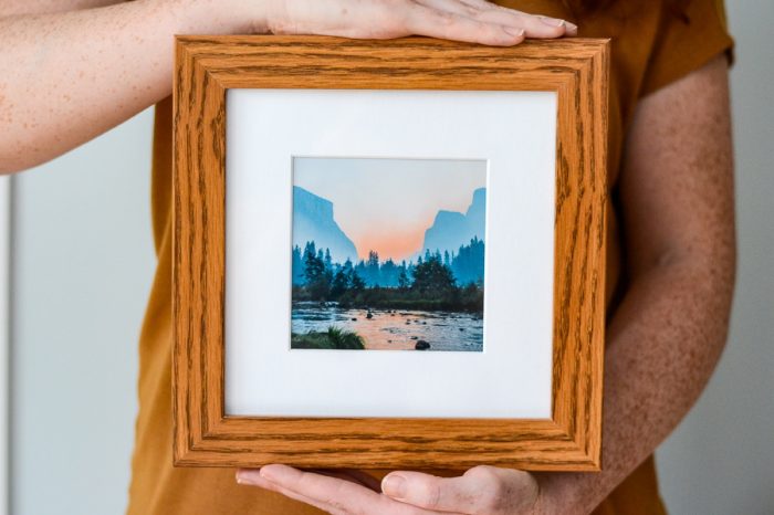 Art frame with landscape illustration