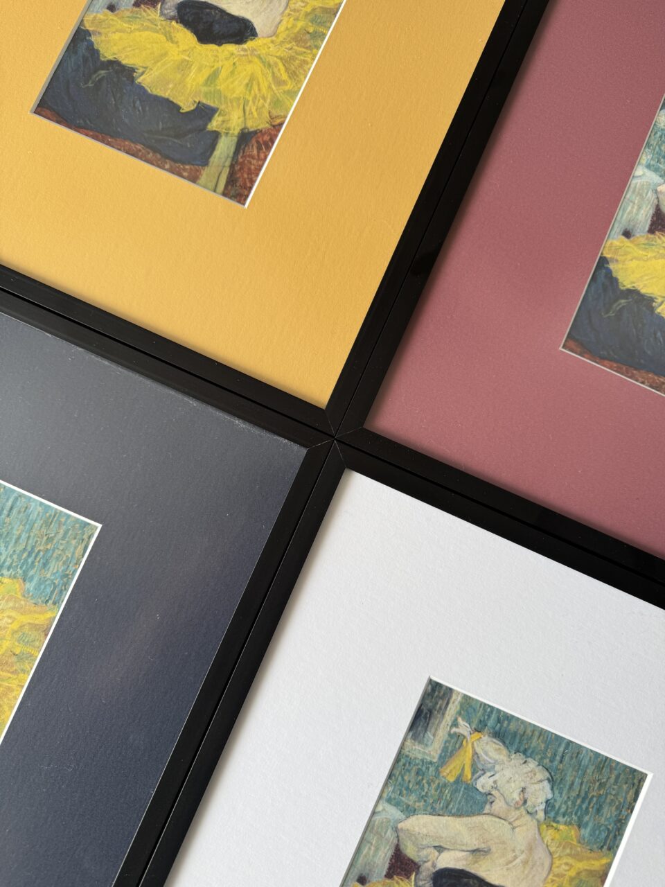 How to Frame Colorful Art Without Losing Its Impact 4 same print with four different matting options