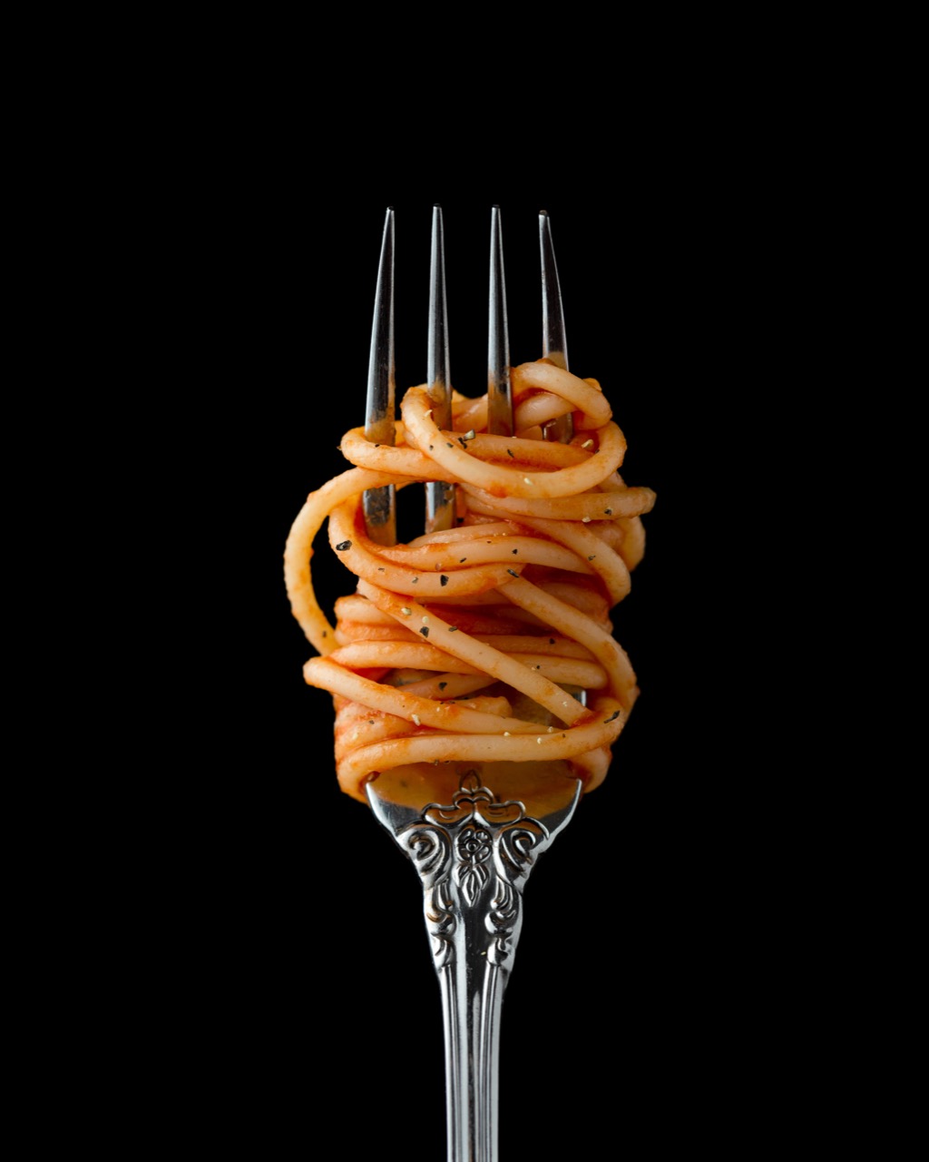 Photo of pasta on a fork 