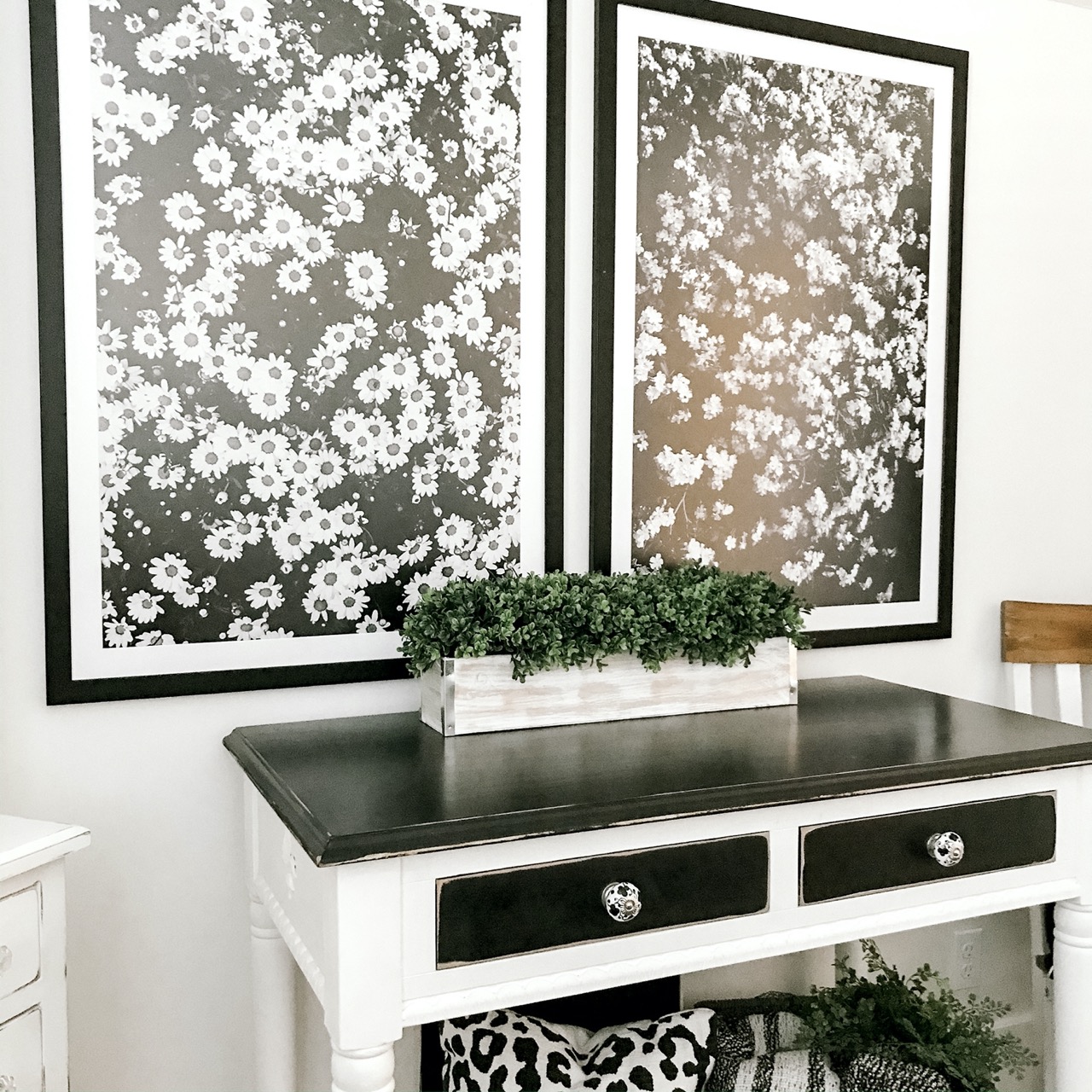 framed flowers with black picture frame