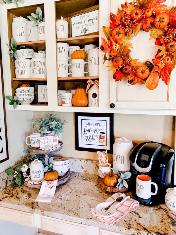 Kitchen cabinet and shelves in farmhouse style home