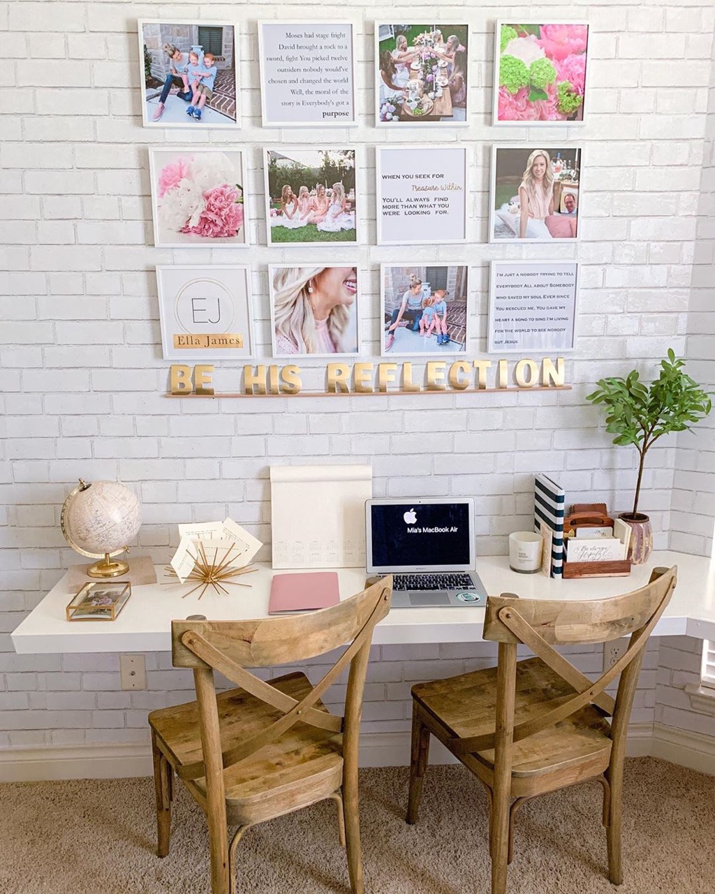 Gallery wall above desk 