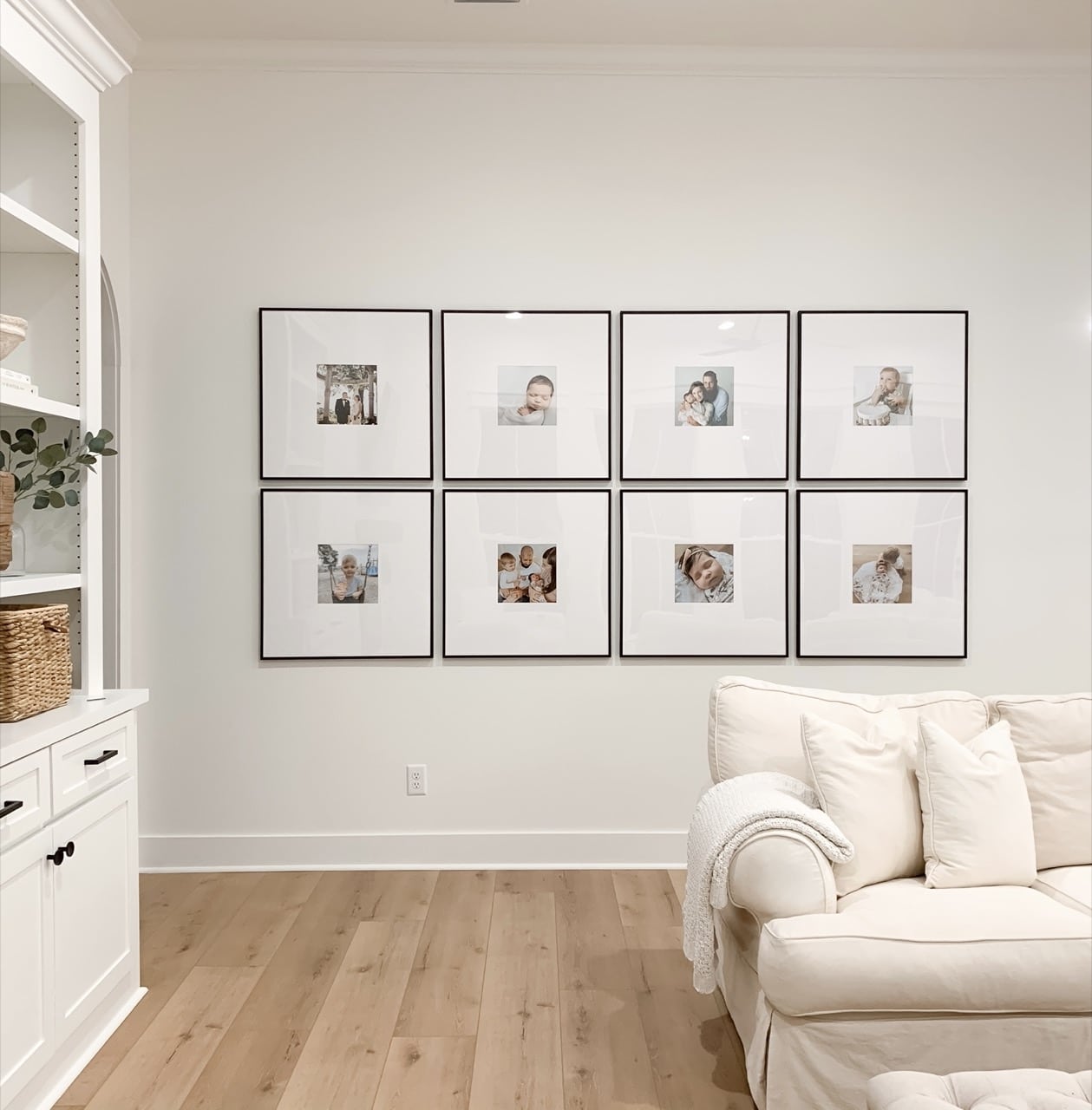 large gallery wall in living room 