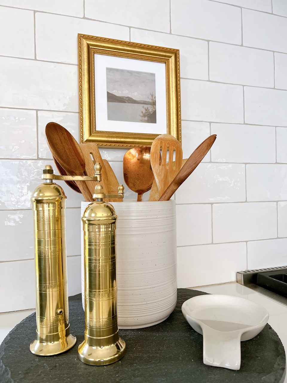 Cottagecore Kitchen Decor: Granby in Gold in cottagecore kitchen.