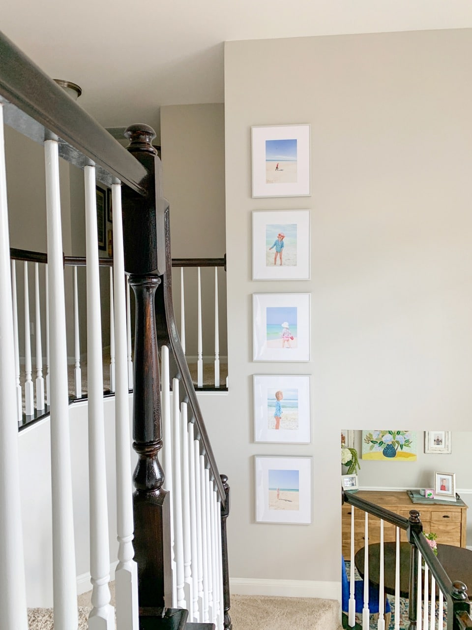 Ashford Satin Silver metal frames in hallway 