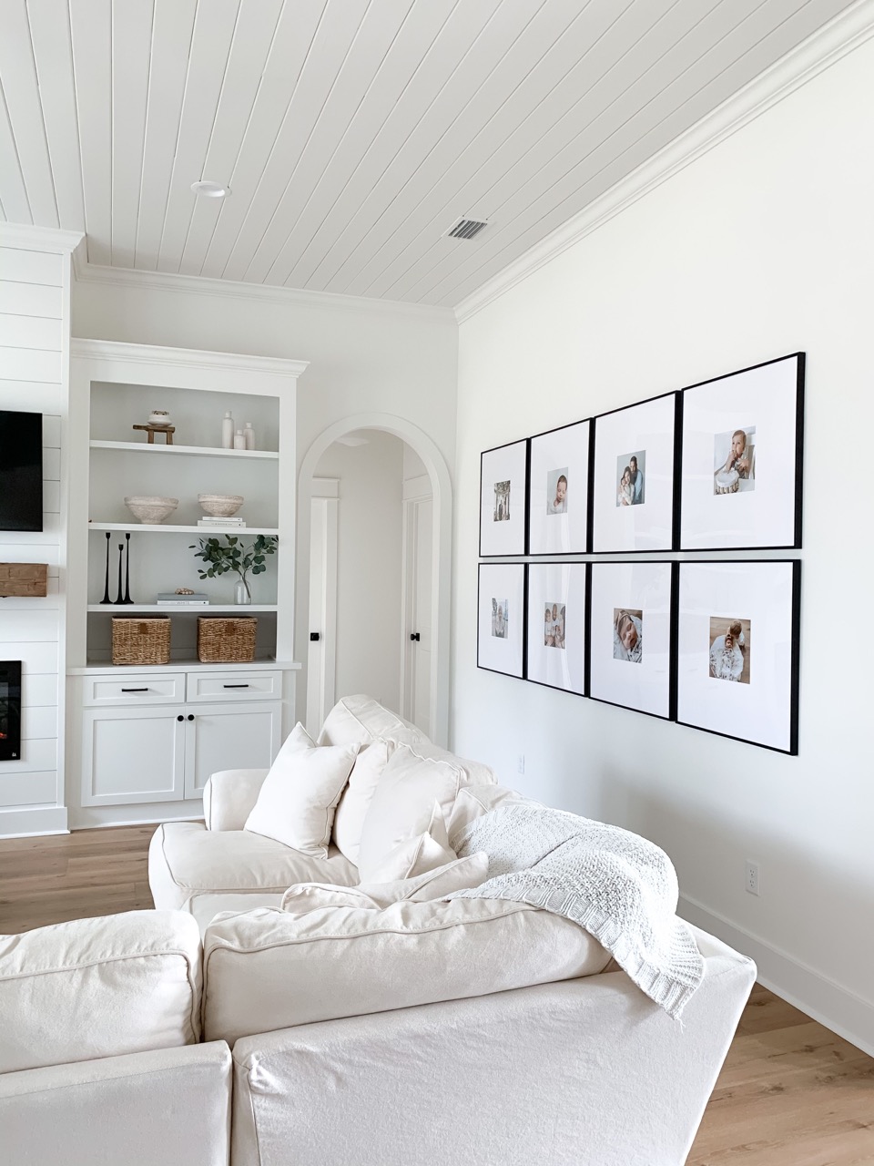 large gallery wall in living room 