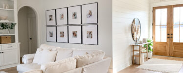 gallery wall with black picture frames