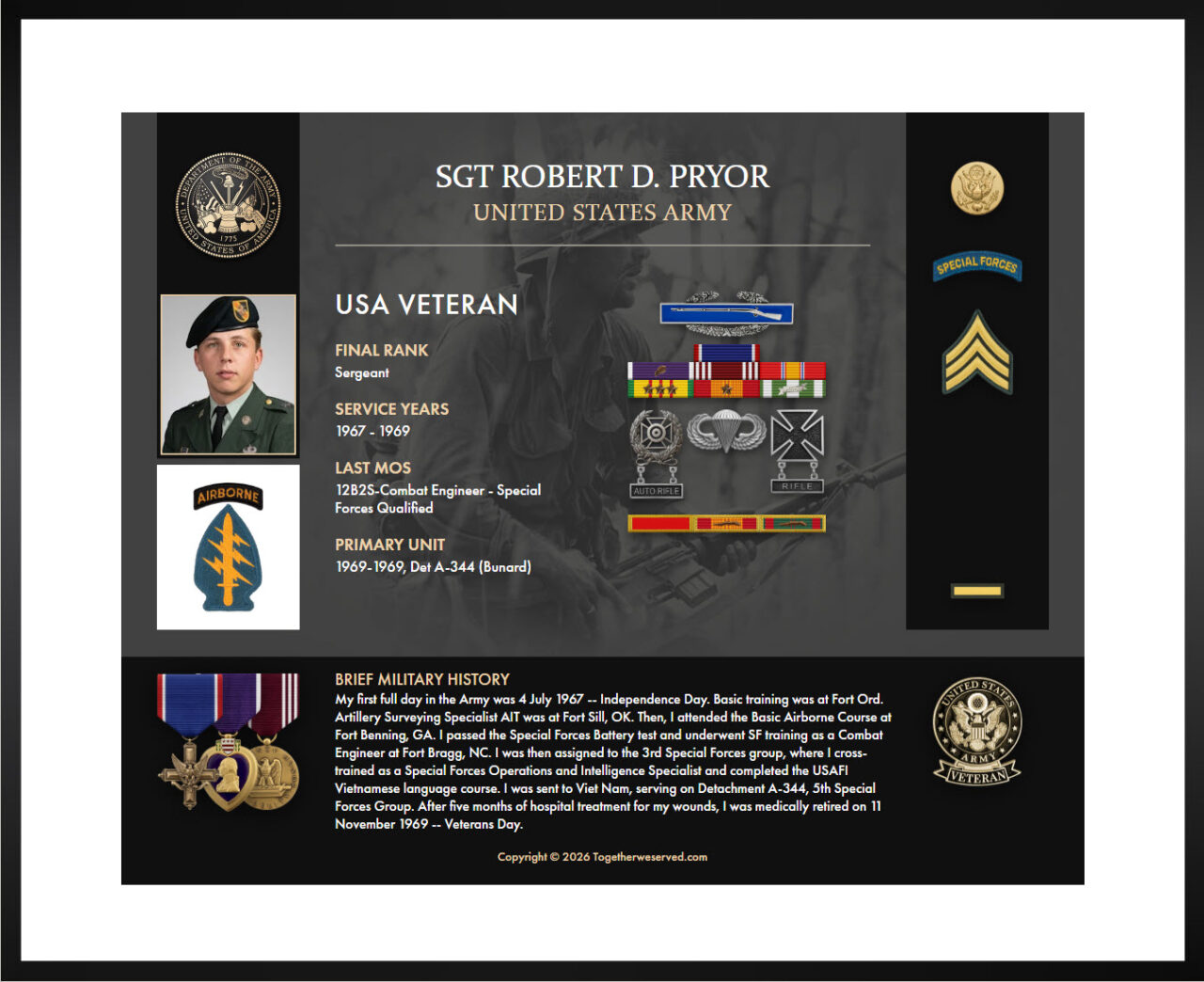 Together We Served Frames Veteran Heritage at Scale With Frame It Easy 4 framed military memorabilia