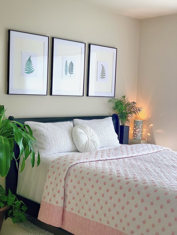 large frames above bed