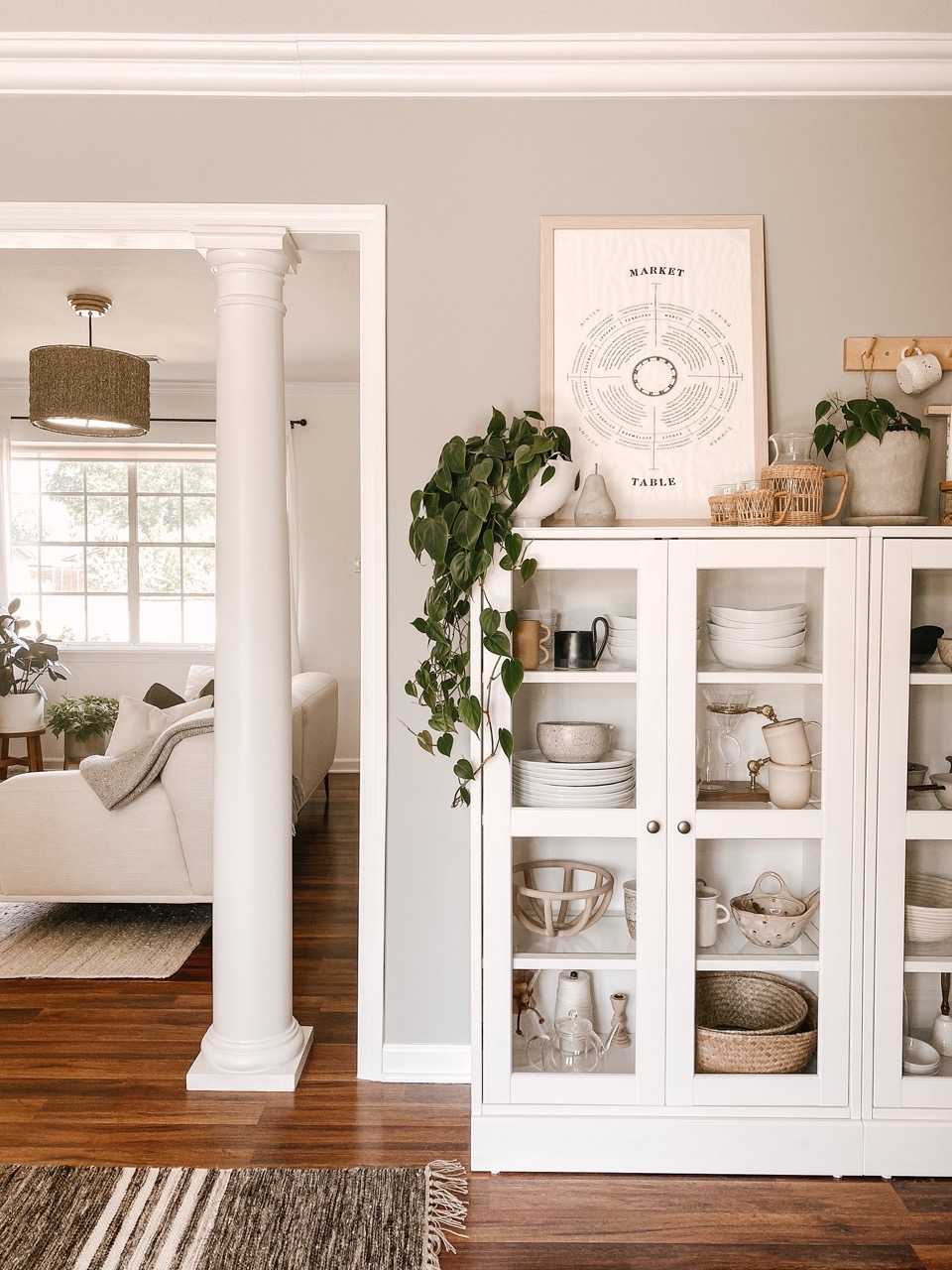 bookshelf display in living room 