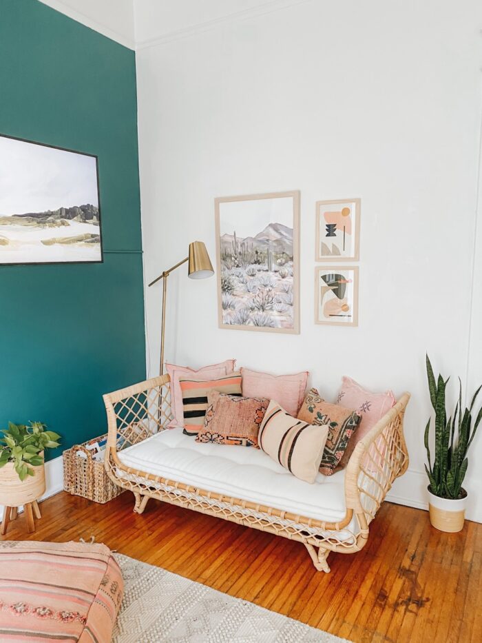 The Ultimate Renter Decor Guide: Damage Free Hanging - A cozy apartment with 3 frames